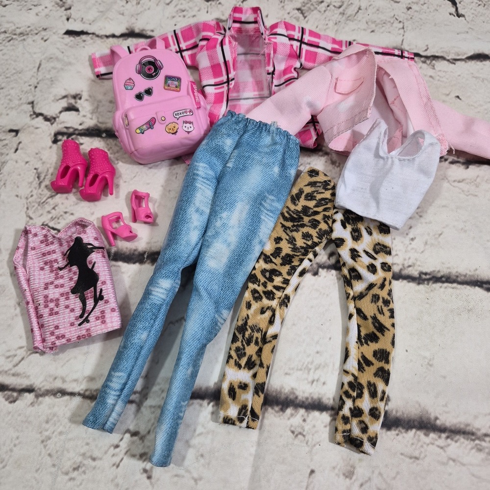 Barbie Doll Clothes Lot Pink Jackets Heels Pants Tops Mix N Match Outfits